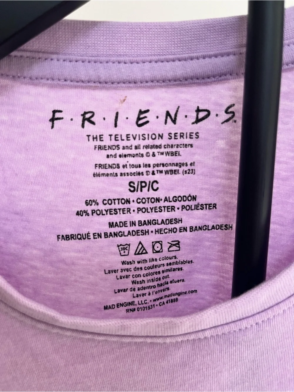 FRIENDS Lilac Tee with Multicolor Ampersand Names - Picture 3 of 3
